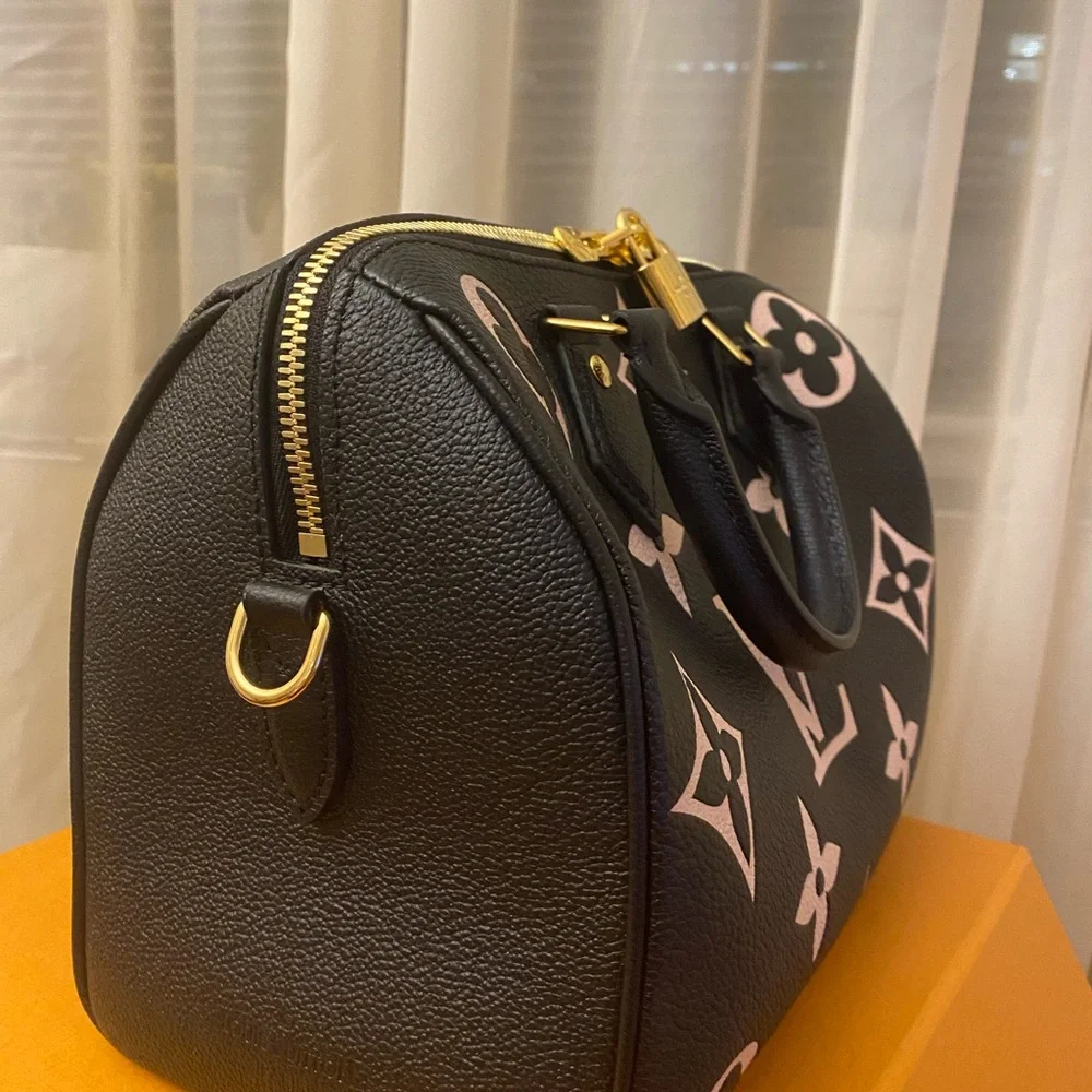 Louis Vuitton Speedy Bandouliere Leather Handbag Black/Beige - Picture 4 of 13